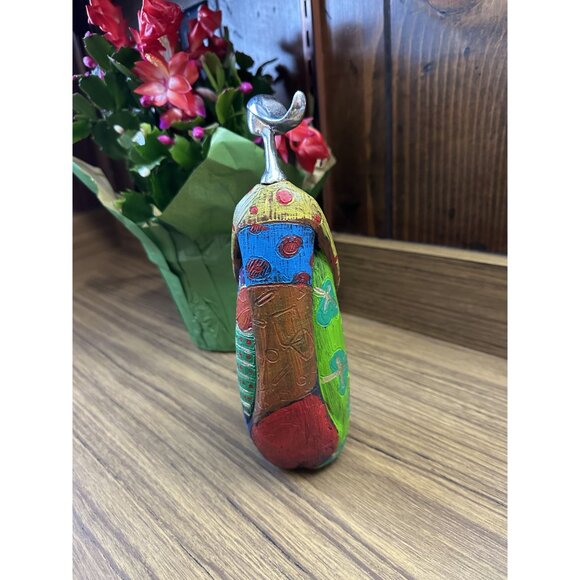 Set Of 3 Abstract Colorful Modern Art Sculptures With Silver Accents - Picture 12 of 13